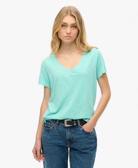 Slub Embroidered V-Neck T-Shirt