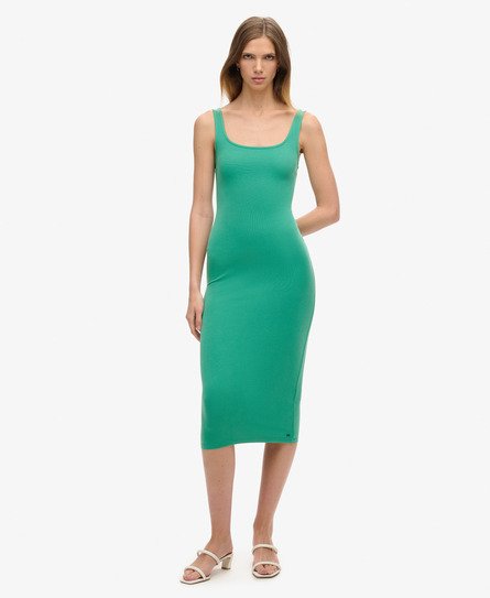 Square Neck Jersey Midi Dress