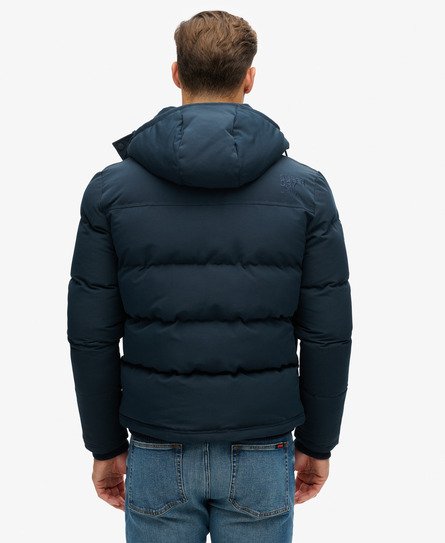 Men s Everest Short Hooded Puffer Jacket in Eclipse Navy Superdry CA EN