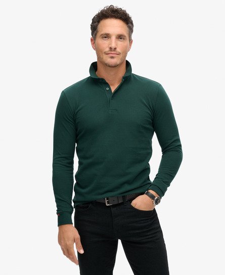 Long Sleeve Cotton Pique Polo Shirt