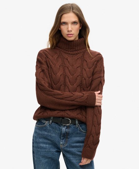 Chain Cable Knit Polo Jumper