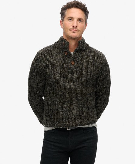 Grob gestrickter Henley-Pullover