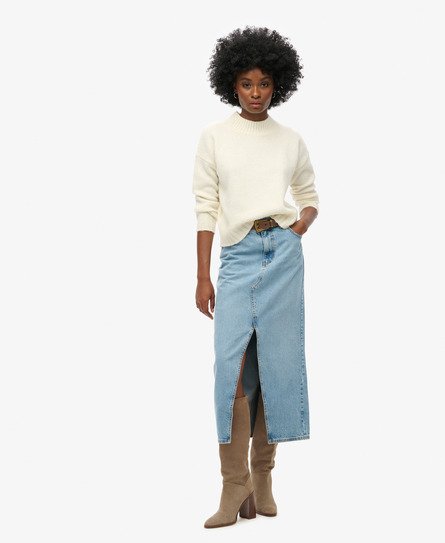 Denim Split Maxi Skirt