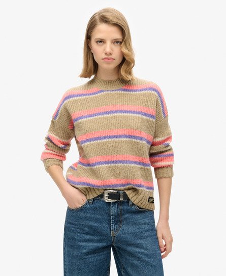 Maglione girocollo a righe multicolore