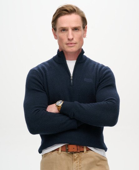 Essential Embroidered Knitted Half Zip Jumper