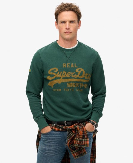 Superdry Mannen Sweatshirt met Klassiek Vintage Logoprint Groen