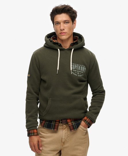 Superdry Mannen Machined Goods Workwear Hoodie Groen