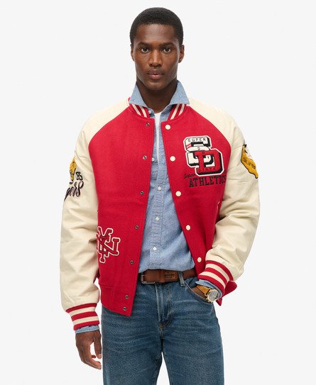 College Varsity Patched Bomber Jacket