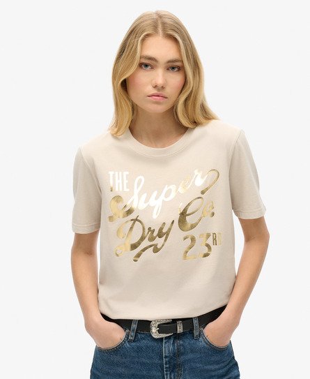 Luxe Metallic Logo Relaxed T-Shirt 