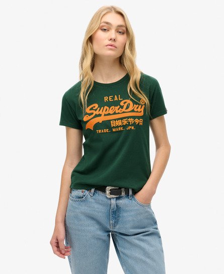 Figurbetontes Vintage T-Shirt mit Logo-Stickerei