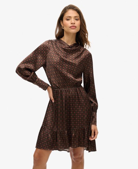 Mini Cowl Neck Jacquard Dress