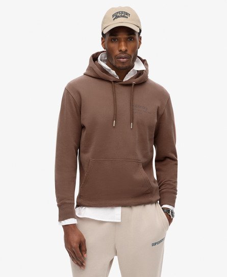 Superdry Mannen Core Logo City Hoodie met Losse Pasvorm Bruin