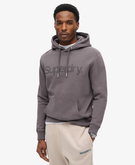 Superdry Mannen Core Logo City Hoodie met Losse Pasvorm Grijs