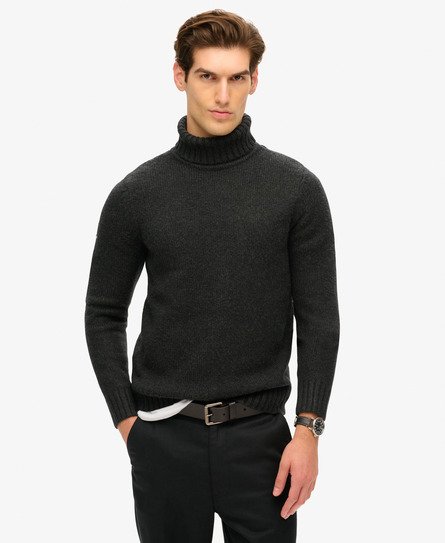 Superdry Men’s Brushed Roll Neck Jumper Black / Washed Black - Size: M