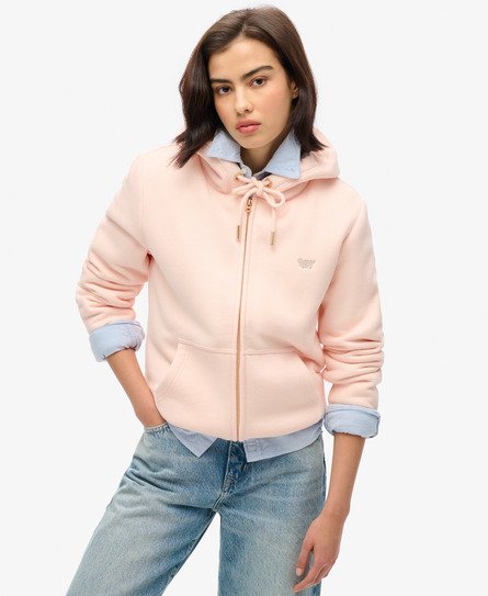 Superdry Vrouwen Essential Hoodie met Rits en Borgvoering Roze