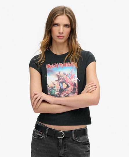 Iron Maiden x Superdry T-shirt met kapmouwen