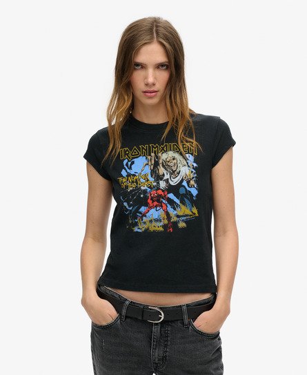 Iron Maiden x Superdry T-shirt met kapmouwen