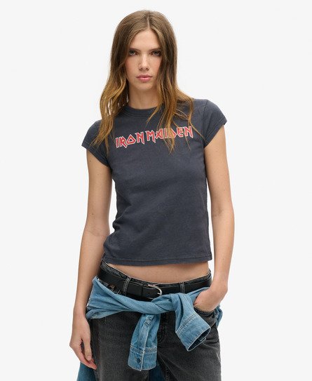 Iron Maiden x Superdry T-shirt met kapmouwen