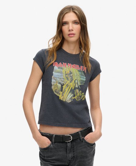 Iron Maiden x Superdry T-shirt met kapmouwen