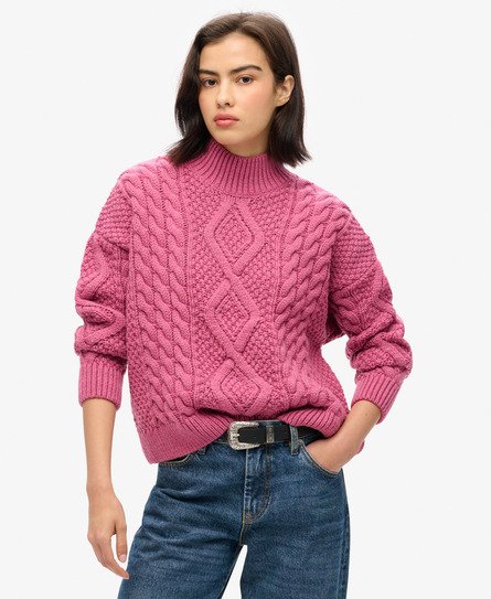 Aran Cable Knit Polo Jumper