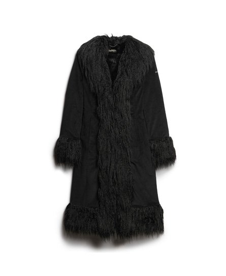 Faux Fur Lined Longline Afghan Coat