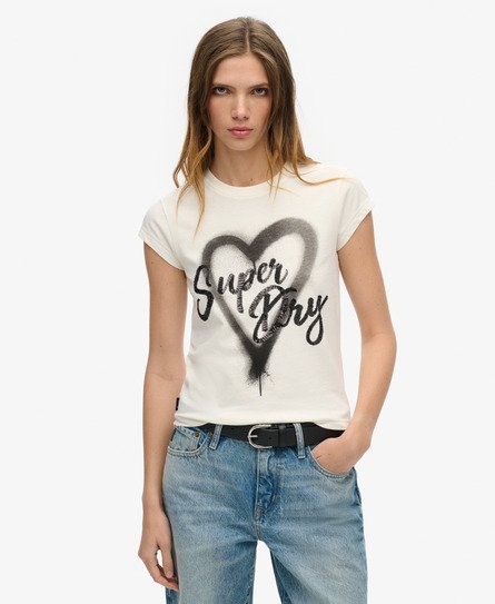 T-shirt con maniche ad aletta e grafica punk decorata