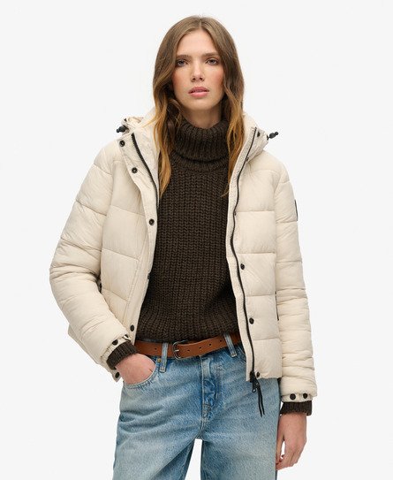 Faux Fur Short Hooded Puffer Jacket