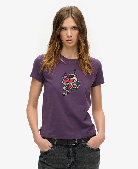 Klein getailleerd Tattoo T-shirt met stras