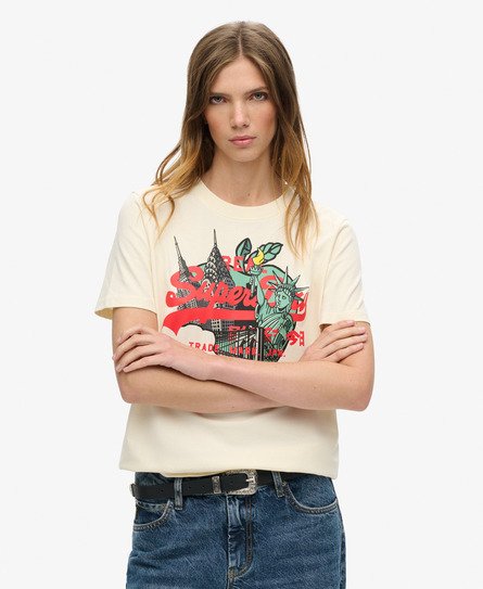 New York Vintage T-shirt met logo en relaxte pasvorm