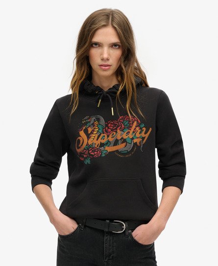 Sudadera con capucha y gráfico Tattoo Script