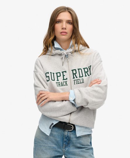 Boyfriend hoodie met college-logo en rits