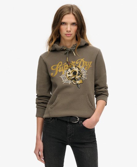 Tattoo hoodie met tekst en grafische print