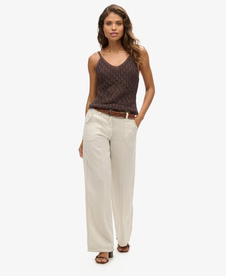 Pantalon taille basse en lin