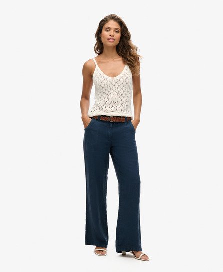 Pantalon taille basse en lin