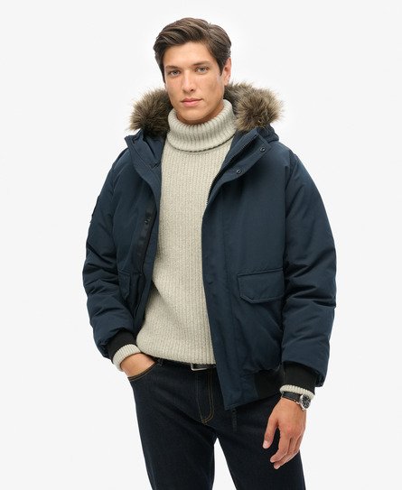 Superdry Mannen Everest Bomberjack met Imitatiebont Blauw