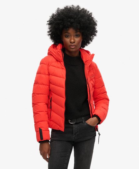 Superdry - damen rot steppjacke aus mikrofaser mit kapuze, größe: 38