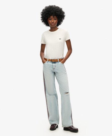 Mid Rise Wide Leg Double Tape Jeans