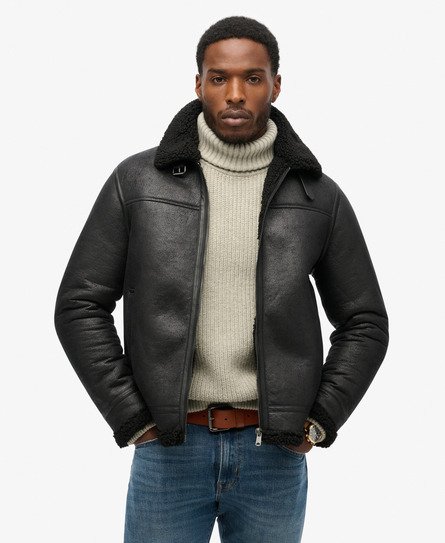 Veste aviateur en peau de mouton synthétique