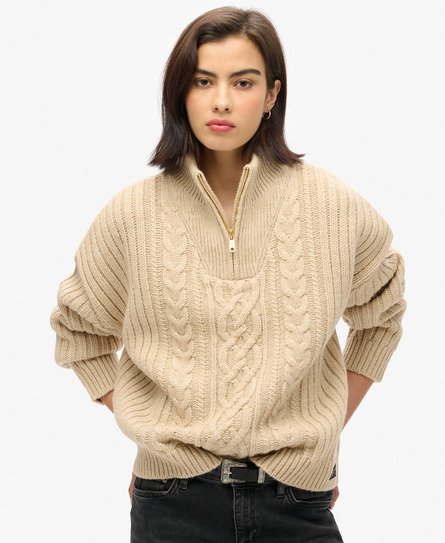 Cable Zip Neck Jumper