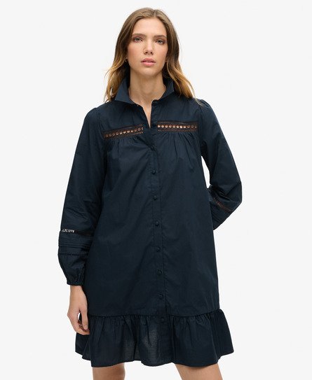 Robe-chemise en dentelle mélangée