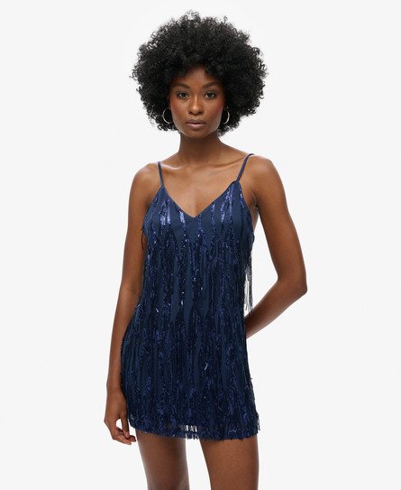 Fringe V Neck Cami Mini Dress