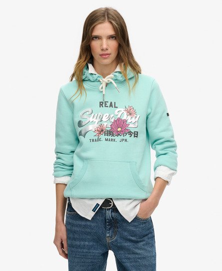 Superdry Vrouwen Vintage Logo Narrative Hoodie Groen