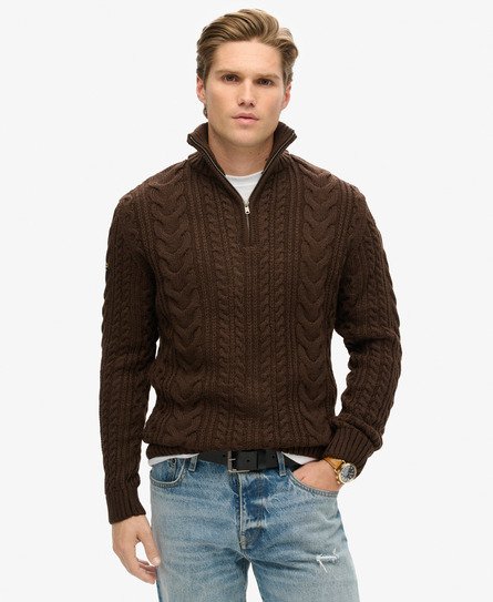 Vintage Jacob Cable Knit Half Zip Jumper