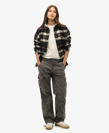 Superdry Vrouwen Rechte Cargobroek met Lage Taille Grijs