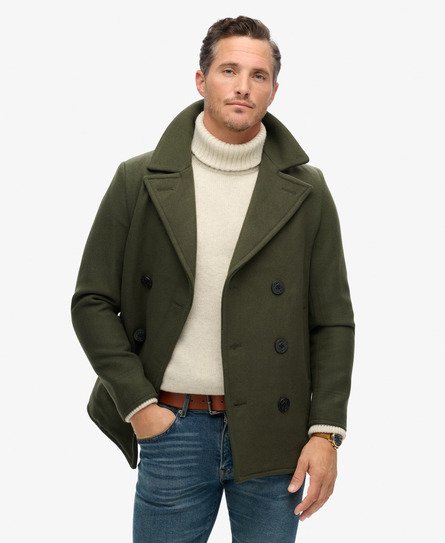 Mens wool pea coat with hood hotsell