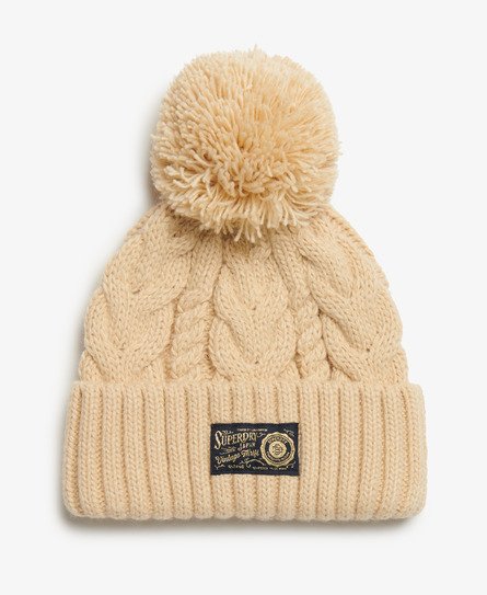 Grove beanie met kabelpatroon