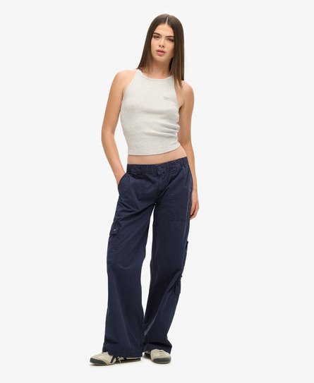 Pantalon cargo brodé taille basse