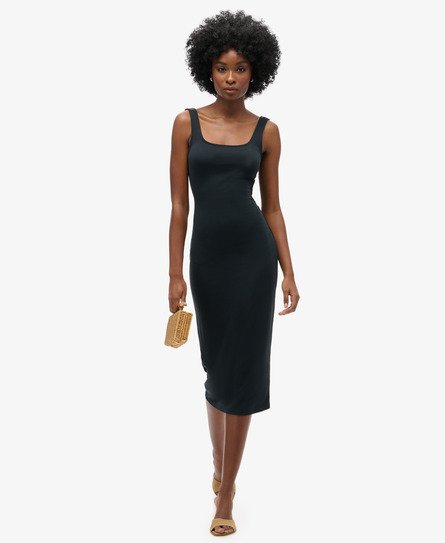 Square Neck Jersey Midi Dress