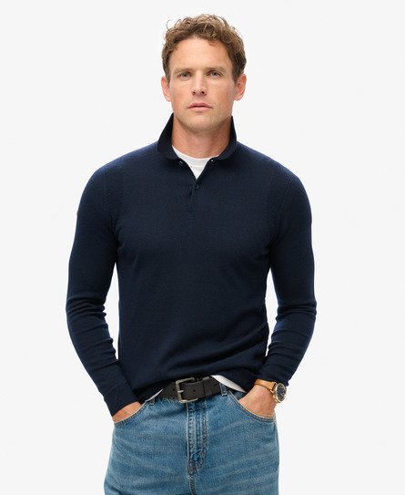 Langärmeliger Polo-Pullover aus Merinowolle