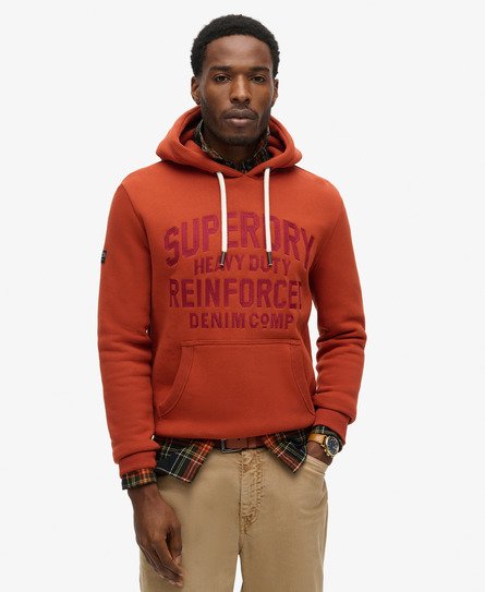 Worker Scripted Embroidered Graphic Hoodie